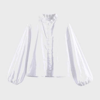 Mujer Blusa con cuello de volantes y mangas largas-Blouse for women-Casaluzia