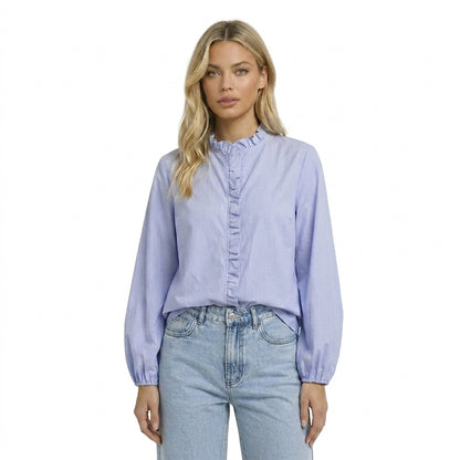 Mujer Blusa con cuello de volantes y mangas largas-Blouse for women-Casaluzia