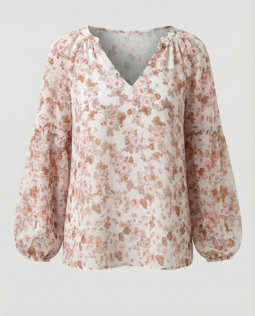 Mujer Blusa con escote en V y estampado floral de manga larga-Blouse for women-Casaluzia