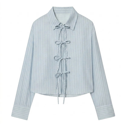 Mujer, Blusa de Manga Larga con Cierres de Lazo Frontales-Blouse for women-Casaluzia