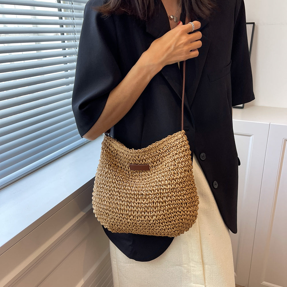 Mujer Bolso de hombro con textura trenzada y correas dobles y detalle rectangular frontal-Accessories for women-Casaluzia