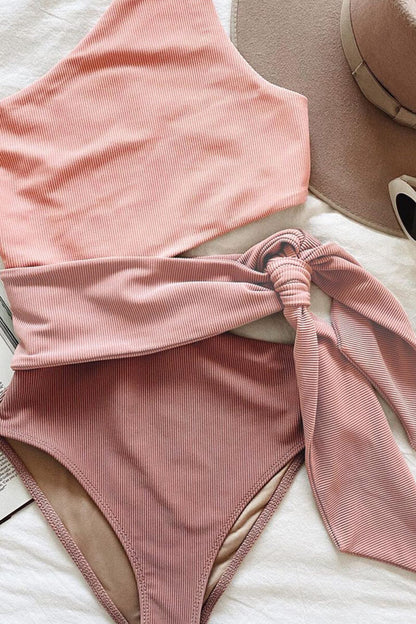 Mujer Conjunto de Baño de Dos Piezas con un Hombro y Detalle de Lazo-Swimwear for women-Casaluzia