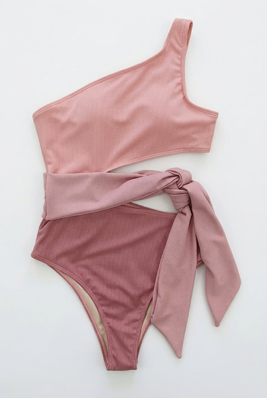 Mujer Conjunto de Baño de Dos Piezas con un Hombro y Detalle de Lazo-Swimwear for women-Casaluzia