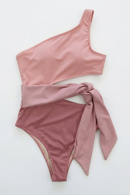Mujer Conjunto de Baño de Dos Piezas con un Hombro y Detalle de Lazo-Swimwear for women-Casaluzia
