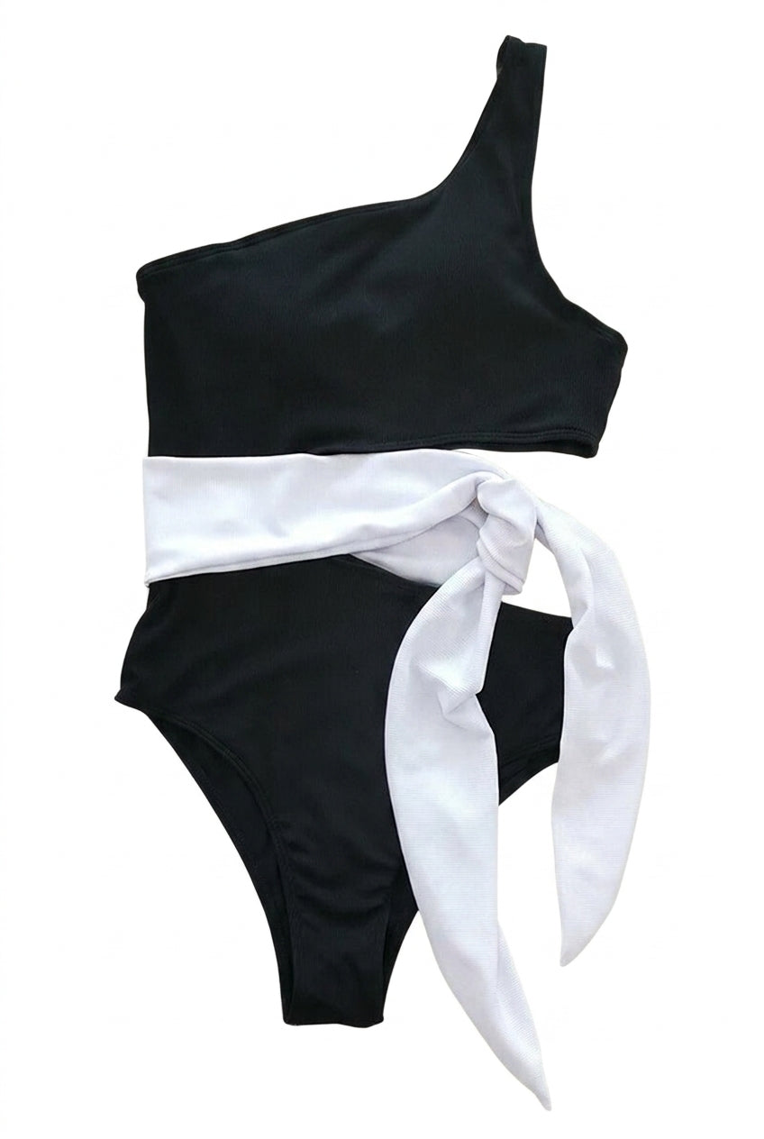 Mujer Conjunto de Baño de Dos Piezas con un Hombro y Detalle de Lazo-Swimwear for women-Casaluzia