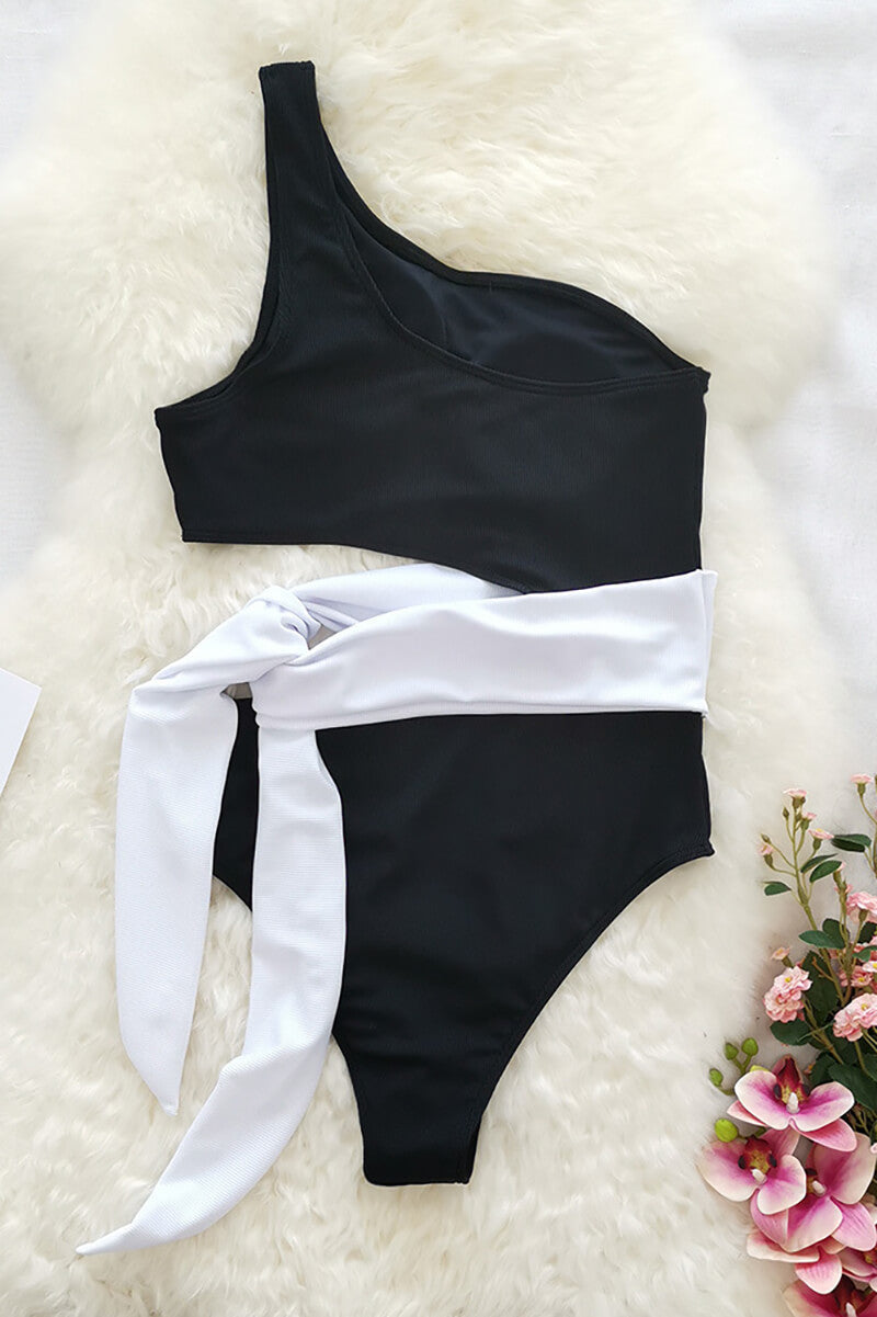 Mujer Conjunto de Baño de Dos Piezas con un Hombro y Detalle de Lazo-Swimwear for women-Casaluzia