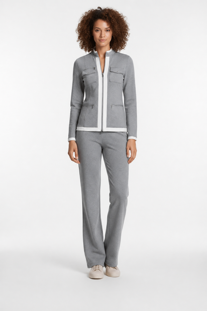 Mujer Conjunto de dos piezas con chaqueta con cremallera y pantalón recto-Sets for women-Casaluzia