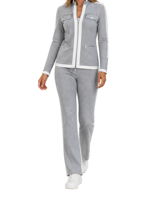 Mujer Conjunto de dos piezas con chaqueta con cremallera y pantalón recto-Sets for women-Casaluzia
