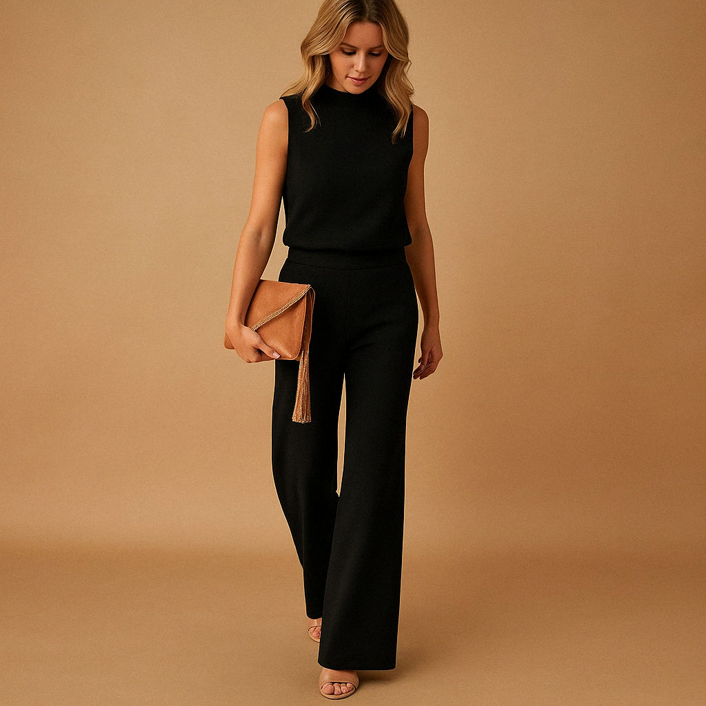 Mujer Conjunto de Dos Piezas sin Mangas con Cuello Redondo y Pantalón de Pierna Recta-Sets for women-Casaluzia