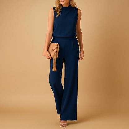 Mujer Conjunto de Dos Piezas sin Mangas con Cuello Redondo y Pantalón de Pierna Recta-Sets for women-Casaluzia