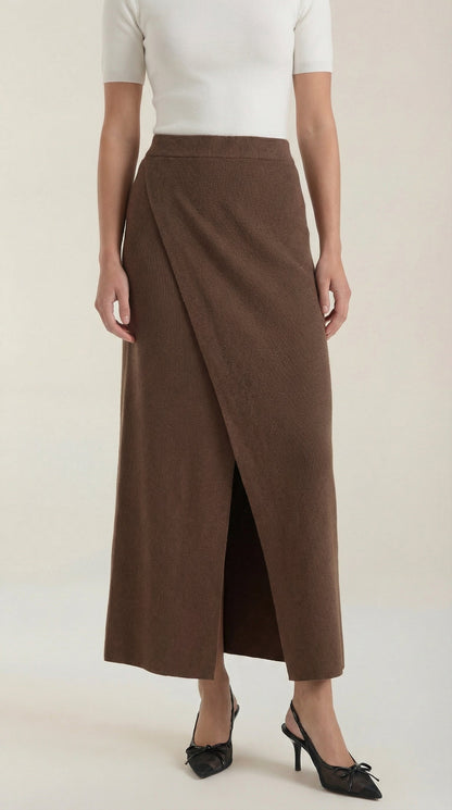 Mujer Falda de Diseño Cruzado con Abertura Frontal y Talle Alto-Skirt for women-Casaluzia