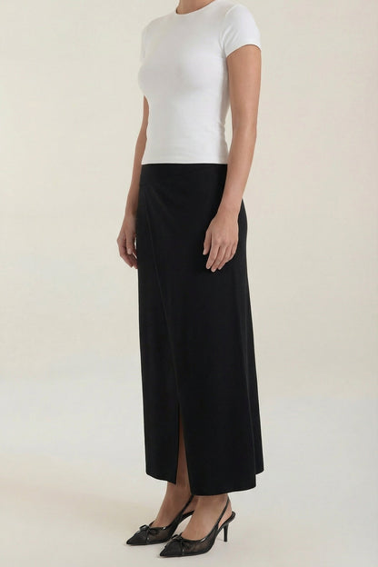 Mujer Falda de Diseño Cruzado con Abertura Frontal y Talle Alto-Skirt for women-Casaluzia