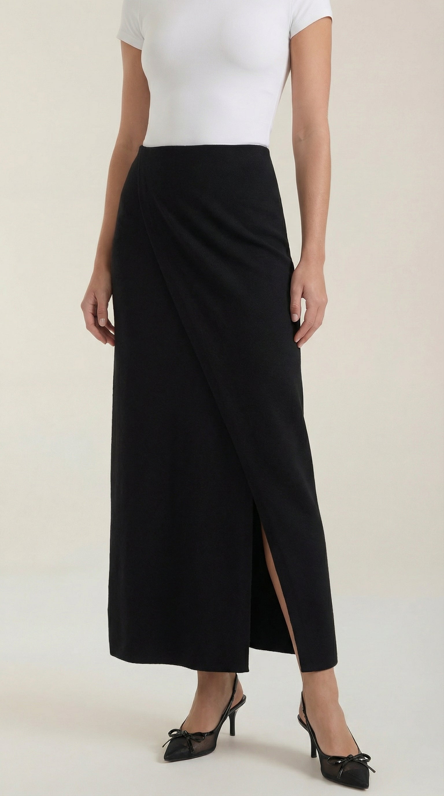 Mujer Falda de Diseño Cruzado con Abertura Frontal y Talle Alto-Skirt for women-Casaluzia