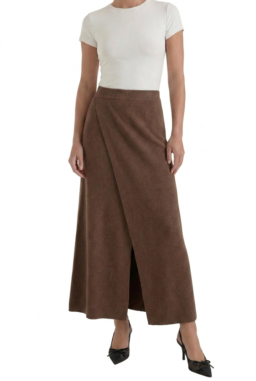 Mujer Falda de Diseño Cruzado con Abertura Frontal y Talle Alto-Skirt for women-Casaluzia