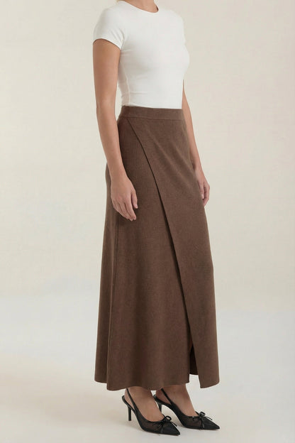 Mujer Falda de Diseño Cruzado con Abertura Frontal y Talle Alto-Skirt for women-Casaluzia
