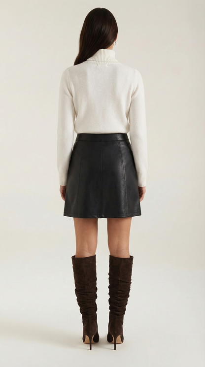 Mujer, Falda de largo mini con talle alto y cremallera frontal-Skirt for women-Casaluzia