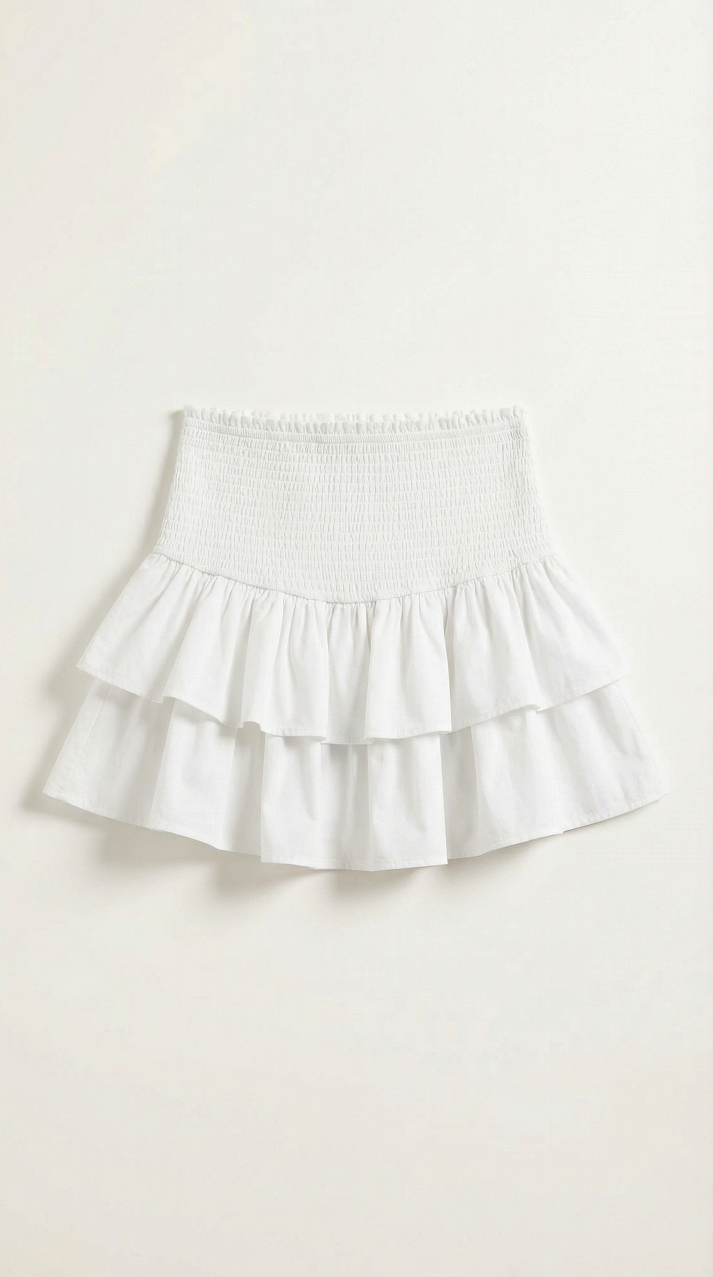Mujer, Falda de talle alto con cinturilla fruncida y volantes-Skirt for women-Casaluzia