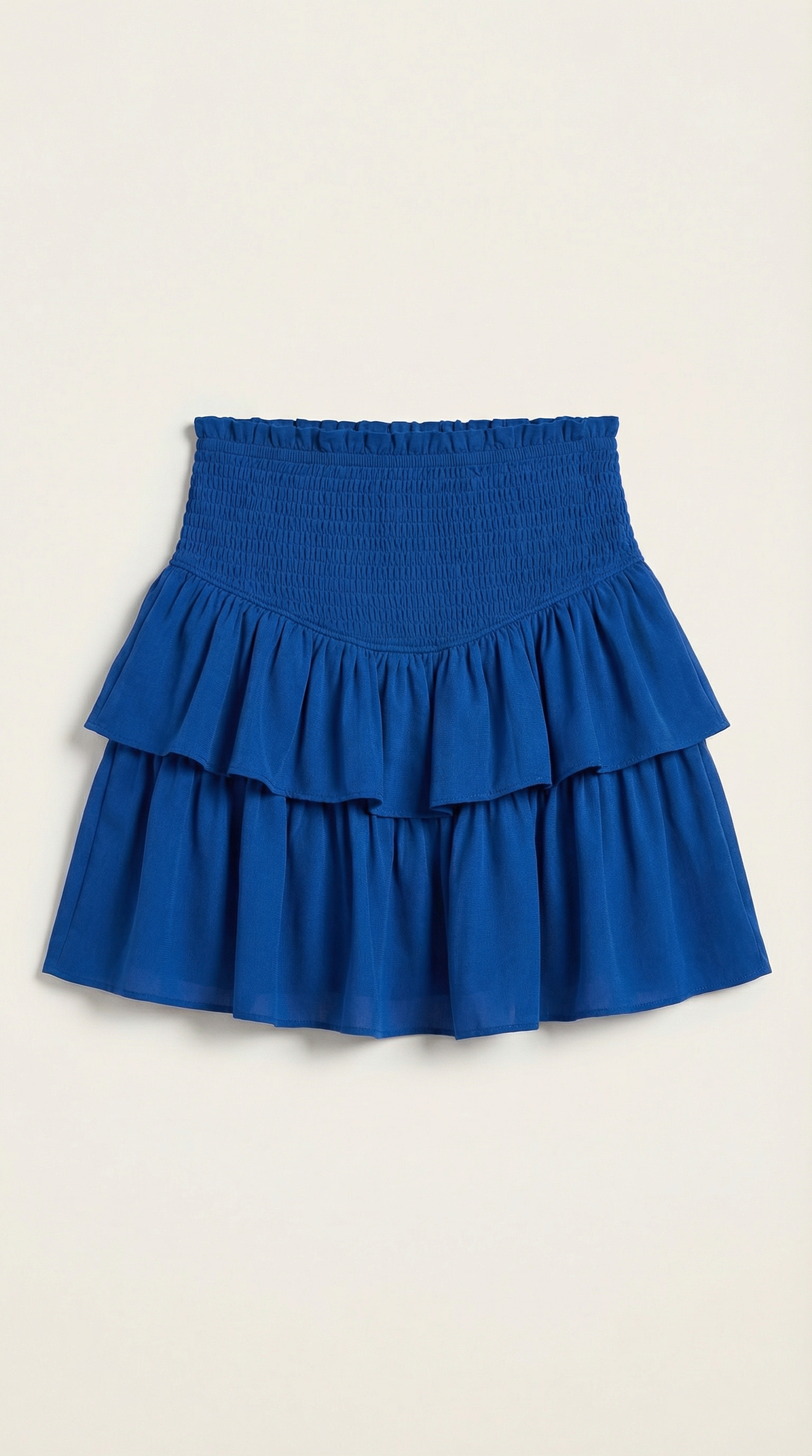 Mujer, Falda de talle alto con cinturilla fruncida y volantes-Skirt for women-Casaluzia