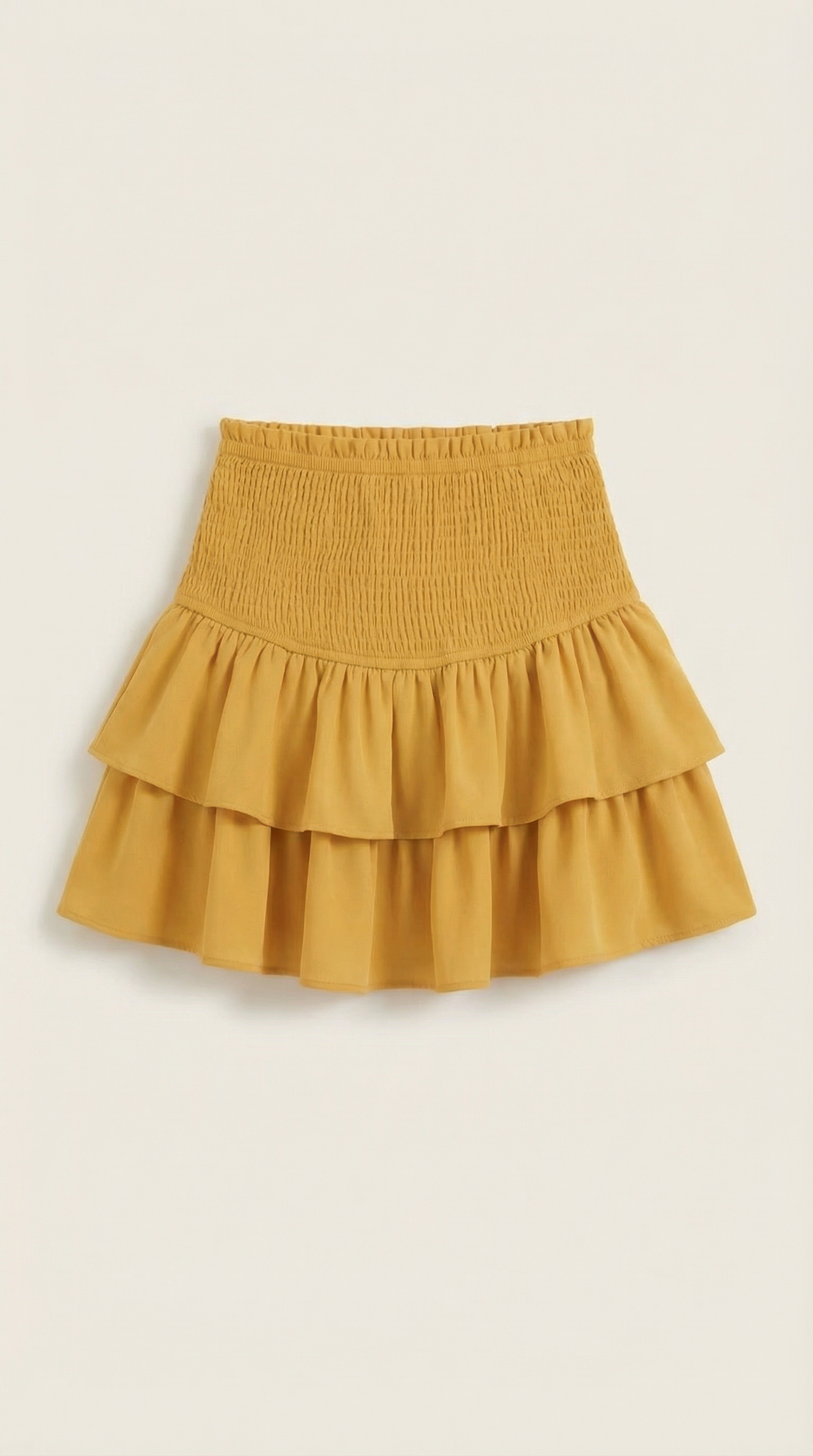 Mujer, Falda de talle alto con cinturilla fruncida y volantes-Skirt for women-Casaluzia