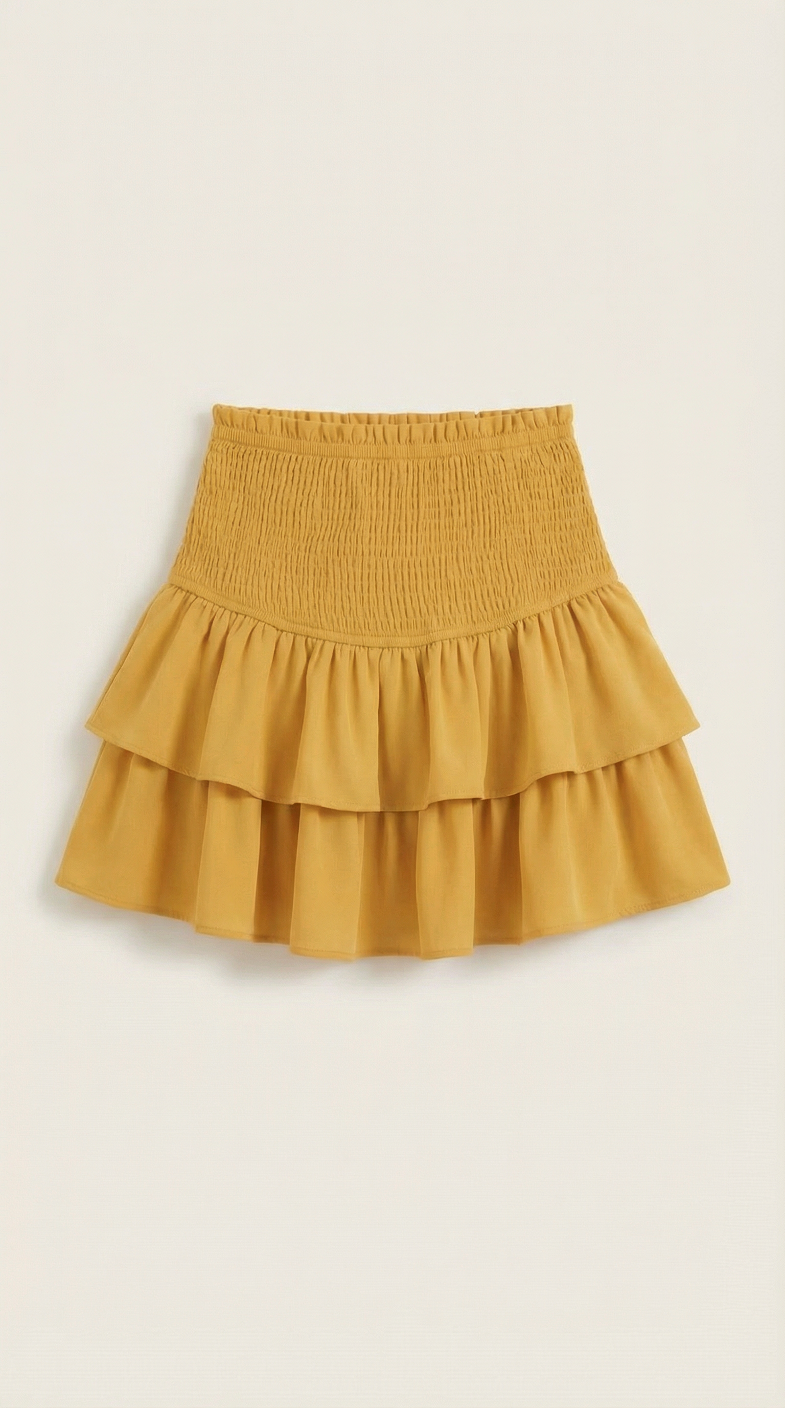 Mujer, Falda de talle alto con cinturilla fruncida y volantes-Skirt for women-Casaluzia