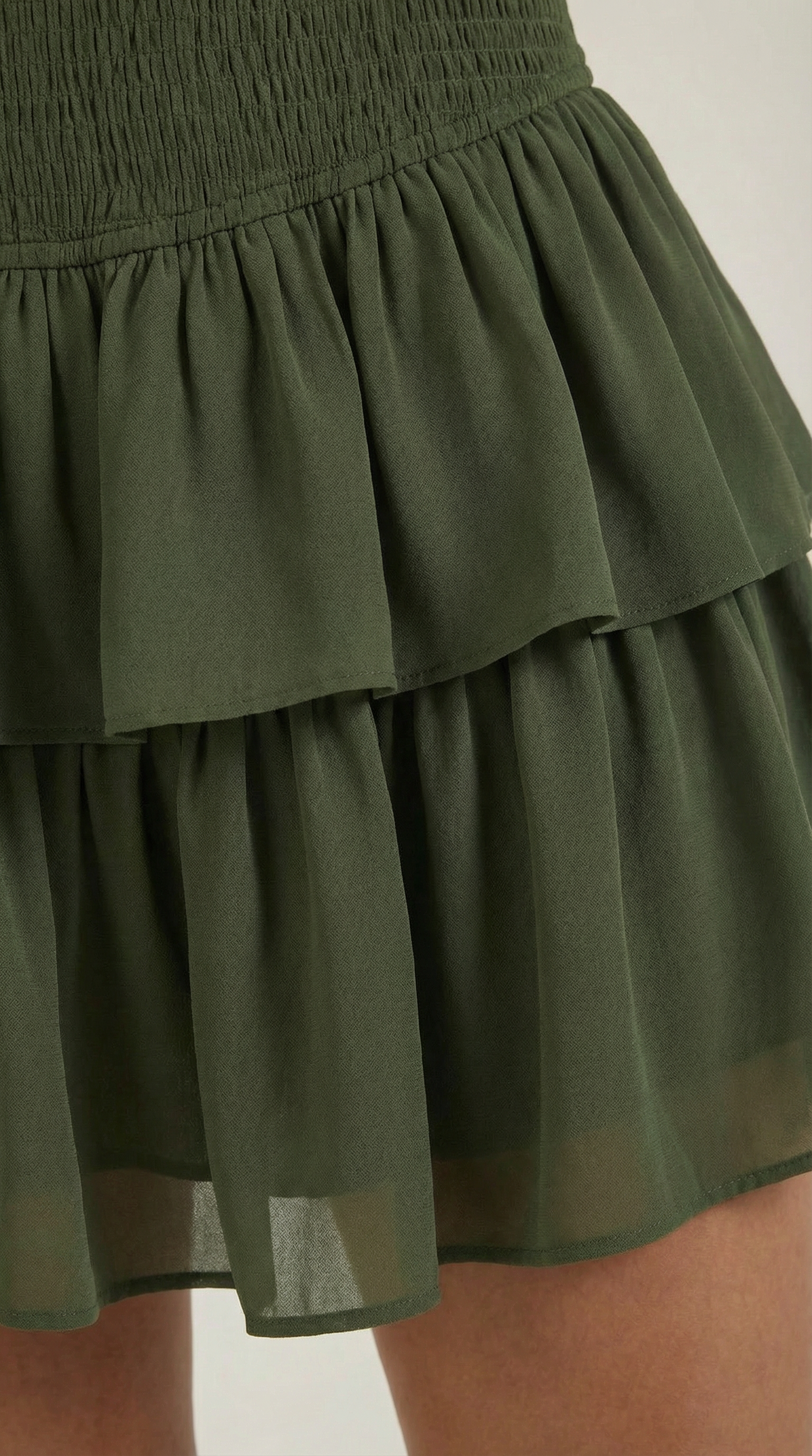 Mujer, Falda de talle alto con cinturilla fruncida y volantes-Skirt for women-Casaluzia