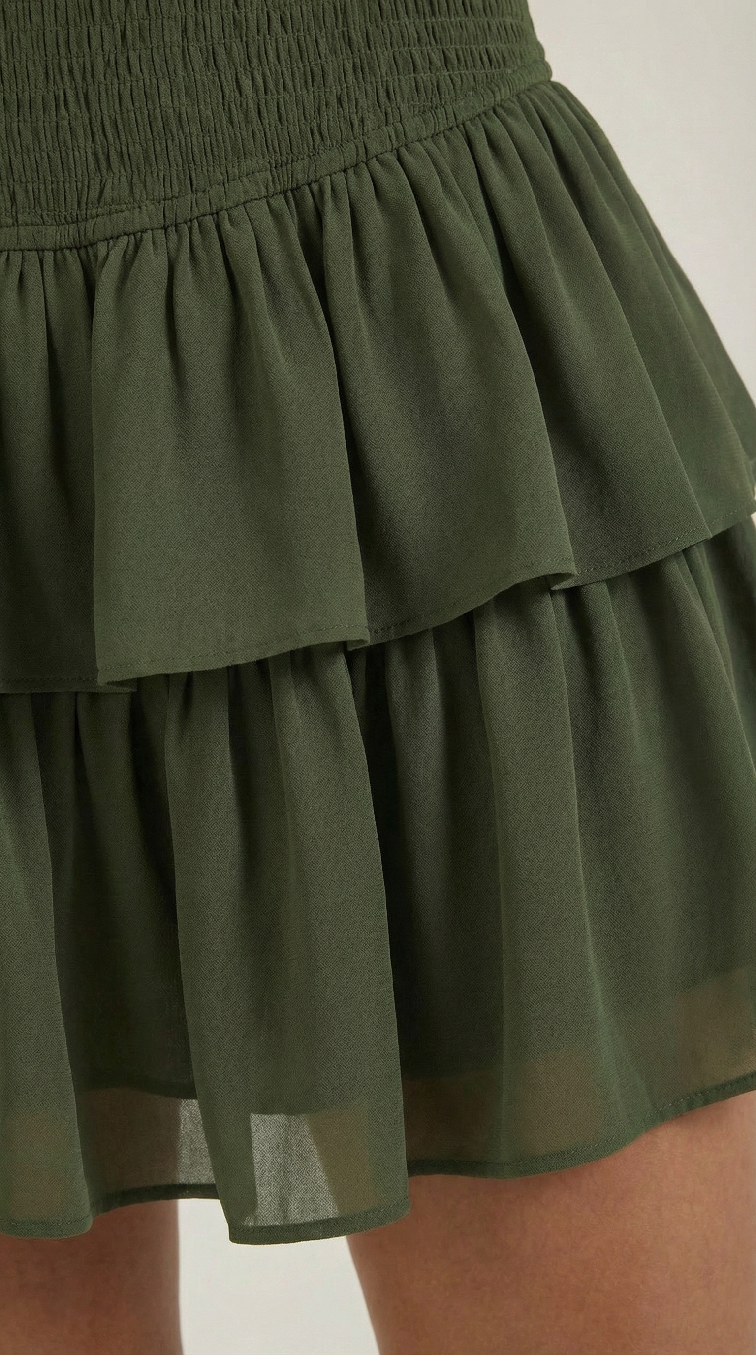 Mujer, Falda de talle alto con cinturilla fruncida y volantes-Skirt for women-Casaluzia