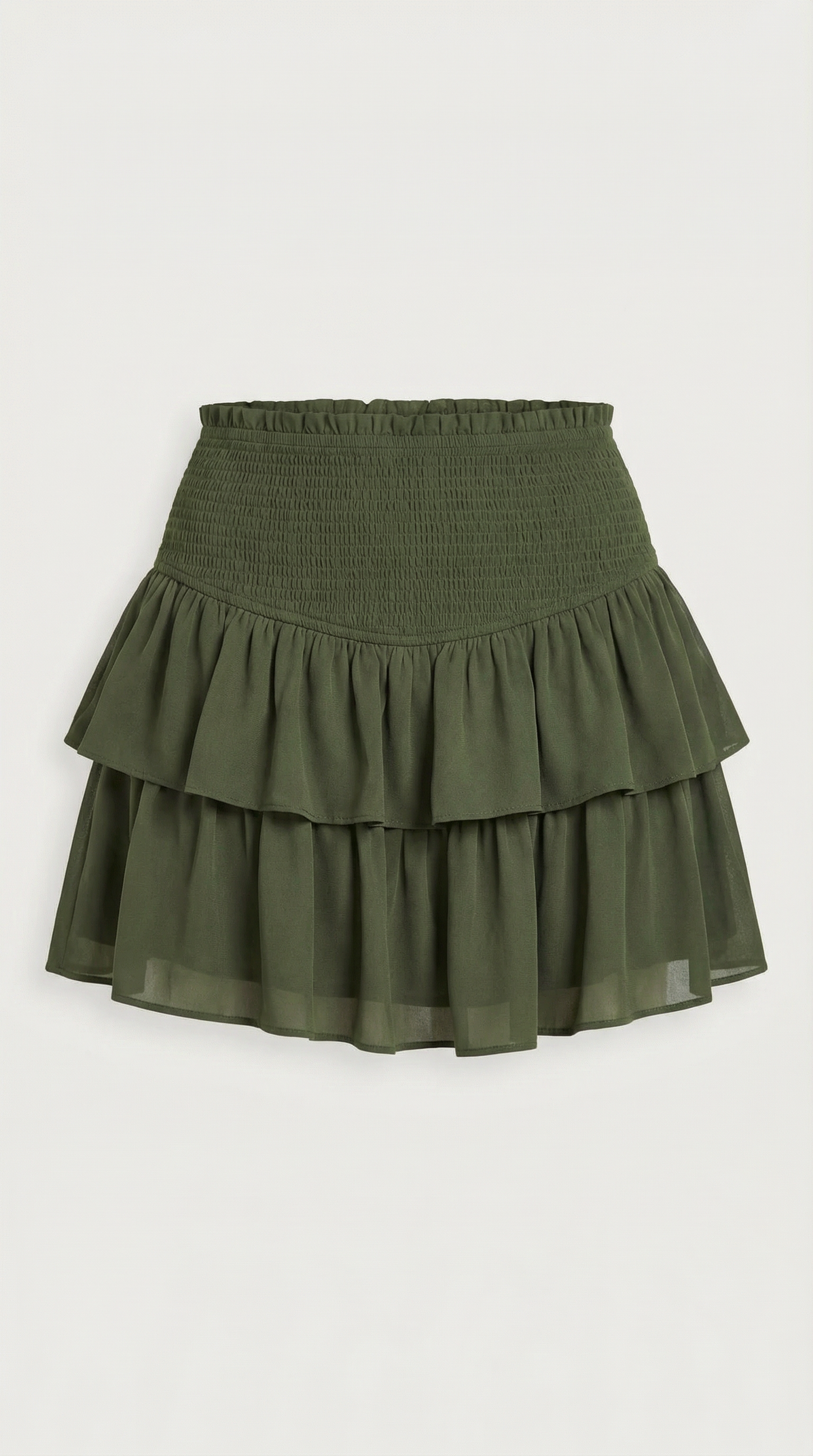 Mujer, Falda de talle alto con cinturilla fruncida y volantes-Skirt for women-Casaluzia