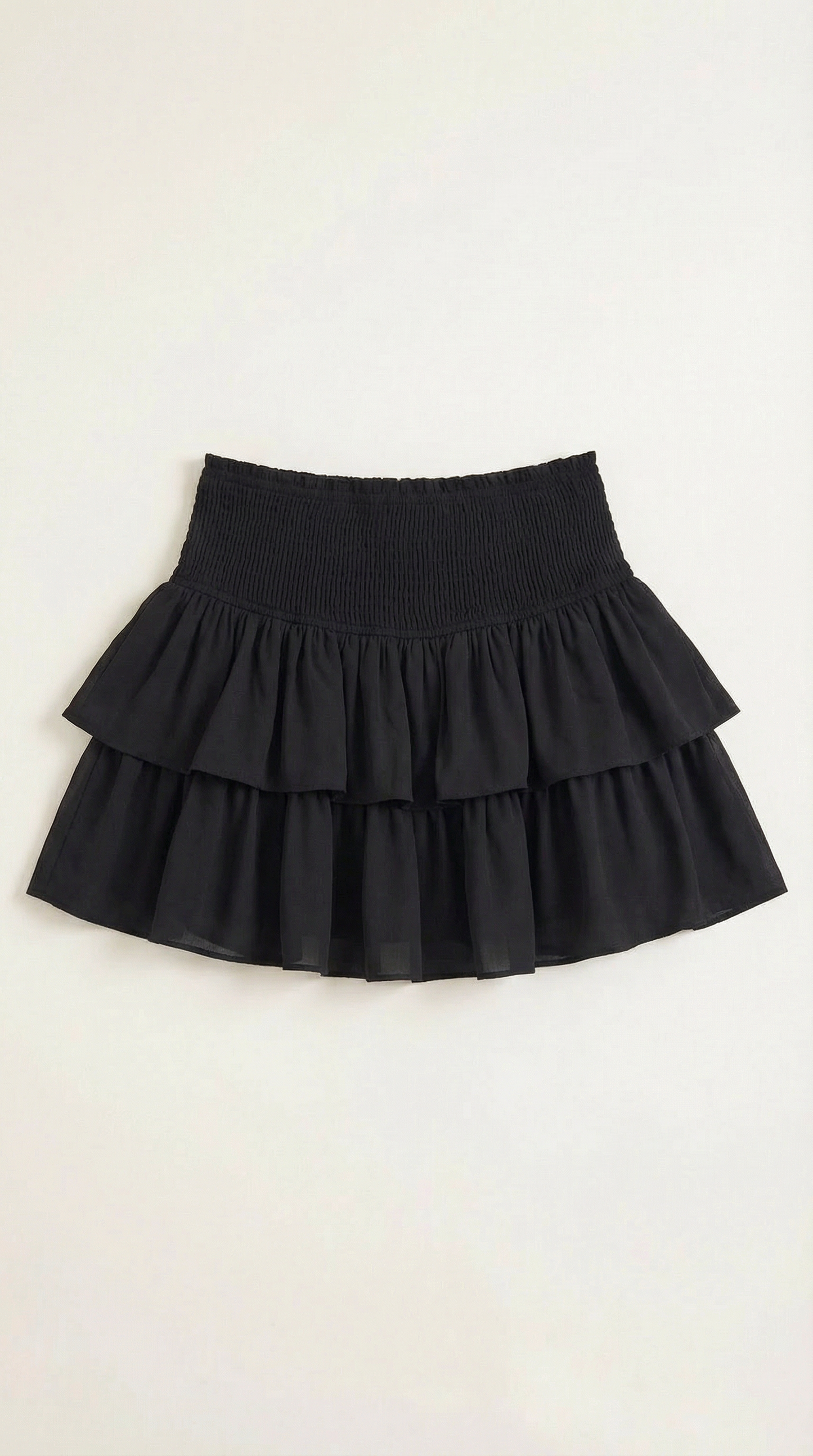 Mujer, Falda de talle alto con cinturilla fruncida y volantes-Skirt for women-Casaluzia