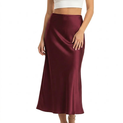 Mujer Falda Larga de Cintura Alta con Corte al Bies-Skirt for women-Casaluzia