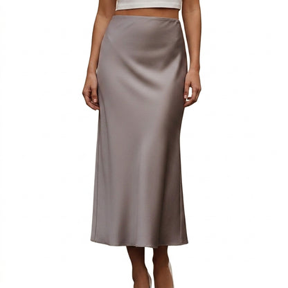 Mujer Falda Larga de Cintura Alta con Corte al Bies-Skirt for women-Casaluzia
