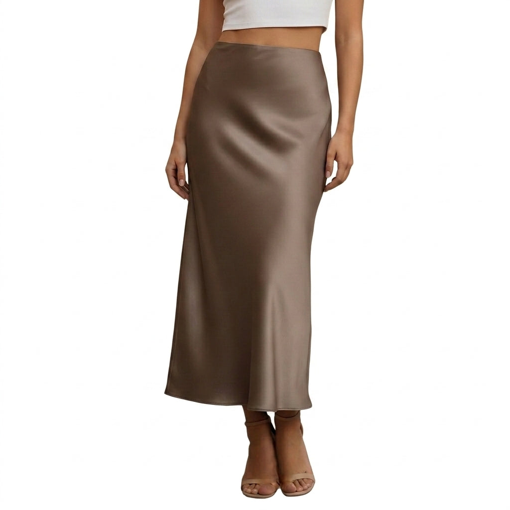 Mujer Falda Larga de Cintura Alta con Corte al Bies-Skirt for women-Casaluzia