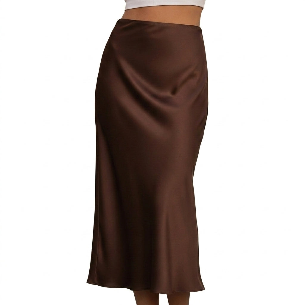 Mujer Falda Larga de Cintura Alta con Corte al Bies-Skirt for women-Casaluzia