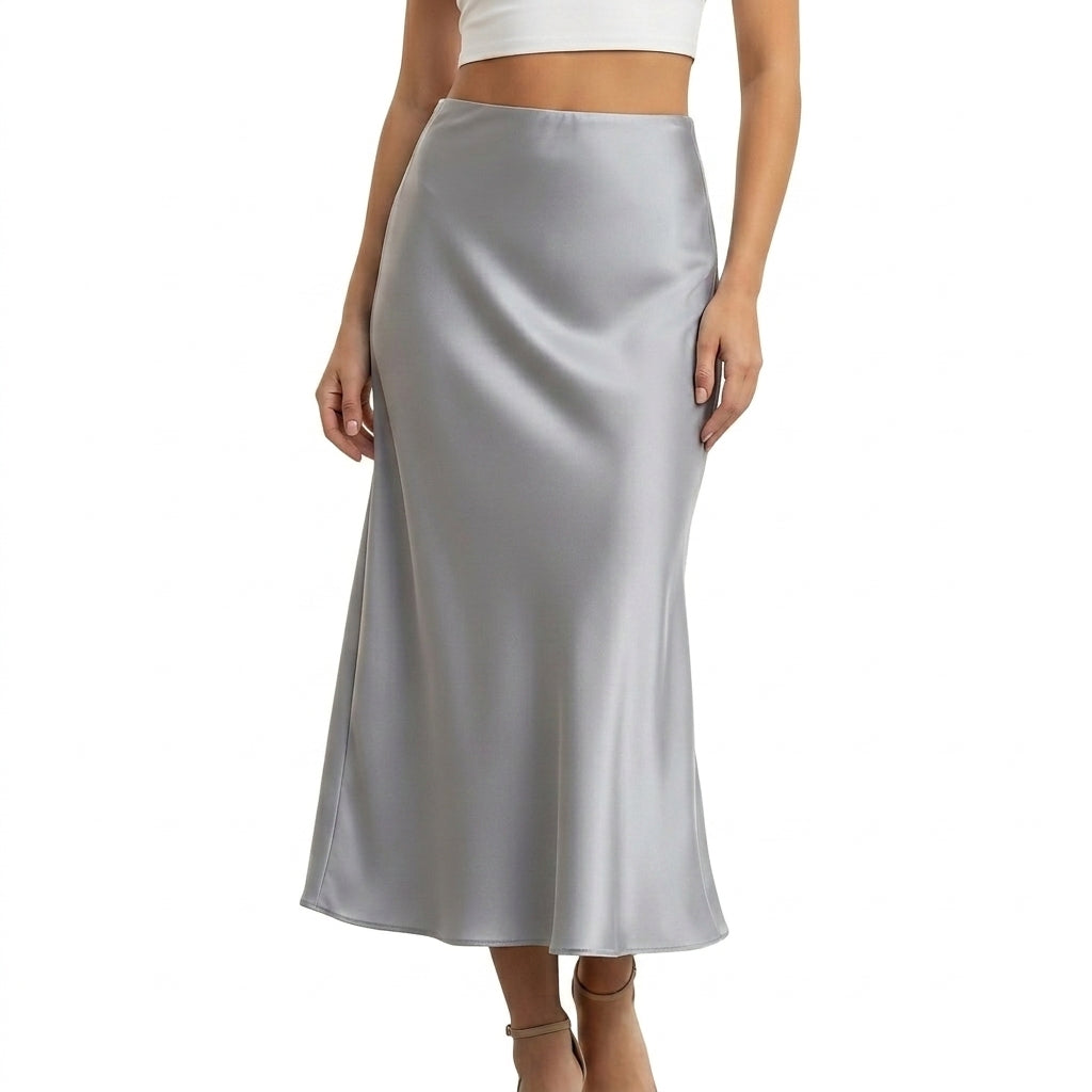 Mujer Falda Larga de Cintura Alta con Corte al Bies-Skirt for women-Casaluzia