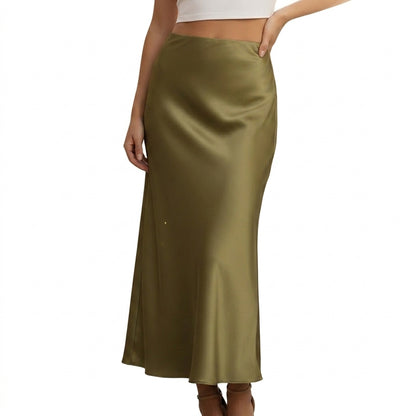 Mujer Falda Larga de Cintura Alta con Corte al Bies-Skirt for women-Casaluzia