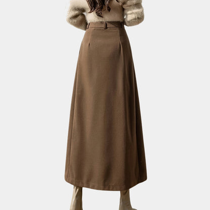 Mujer Falda Larga de Cintura Alta con Pliegues y Bolsillos-Skirt for women-Casaluzia