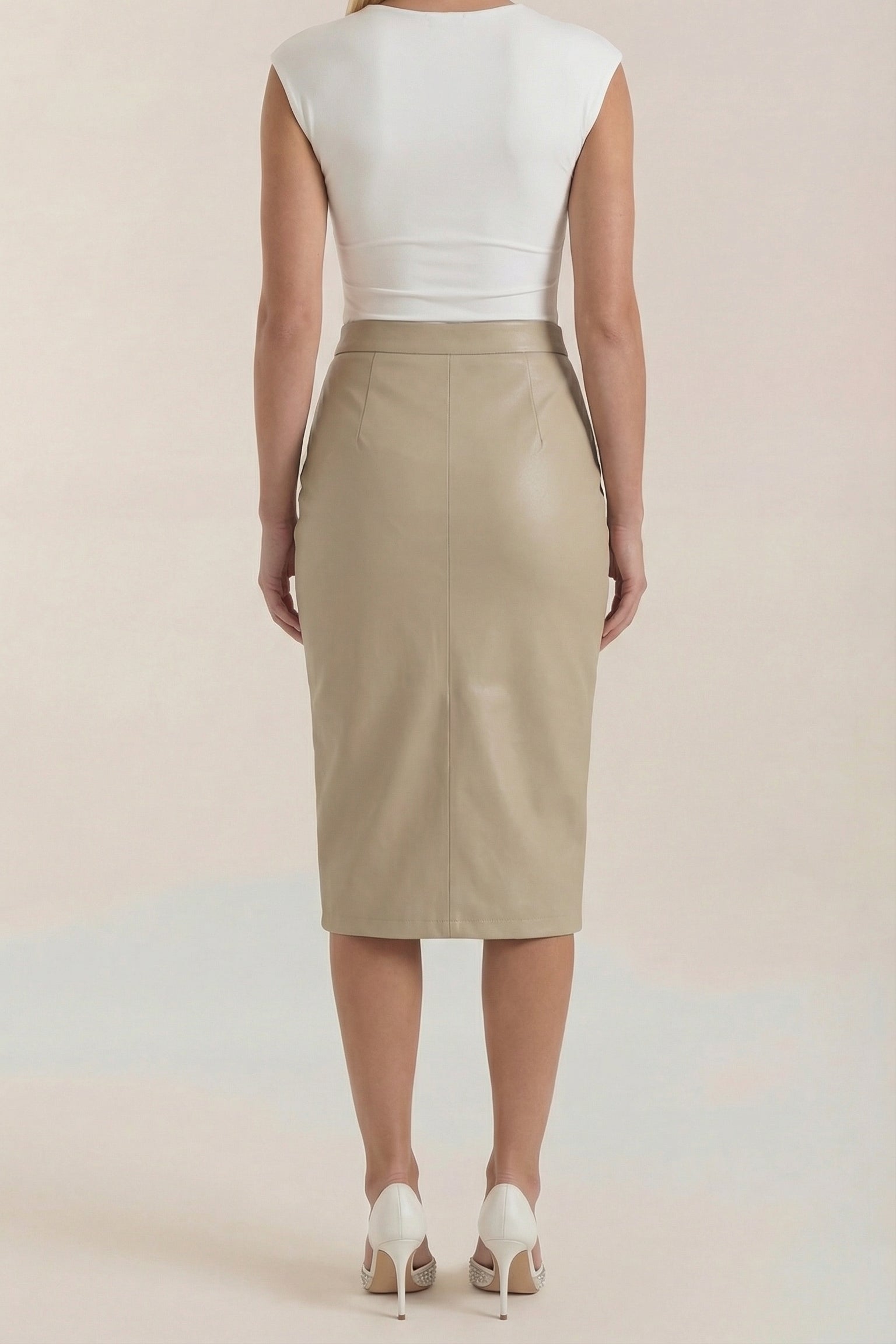 Mujer Falda midi con diseño drapeado y abertura frontal-Skirt for women-Casaluzia