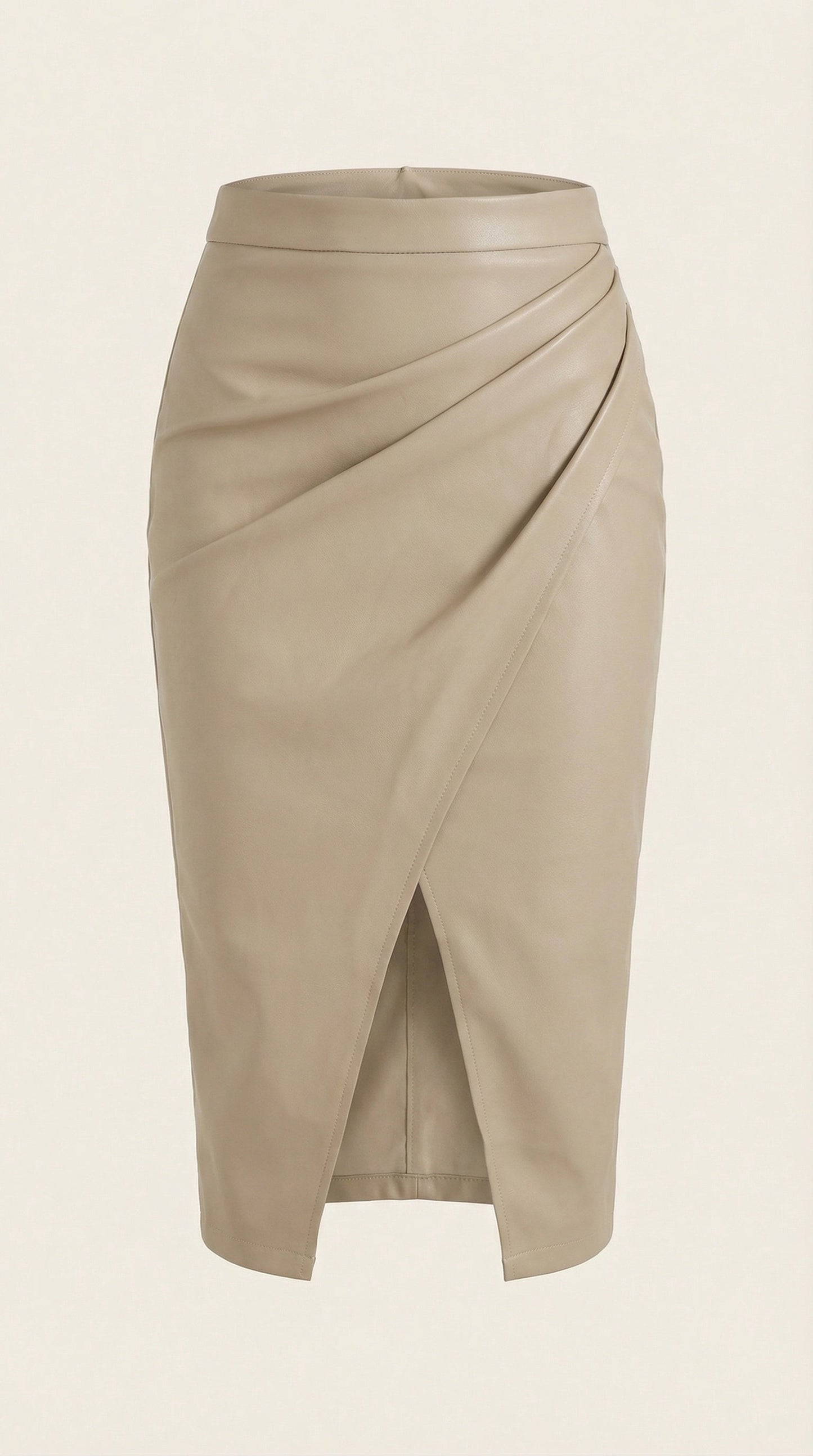 Mujer Falda midi con diseño drapeado y abertura frontal-Skirt for women-Casaluzia