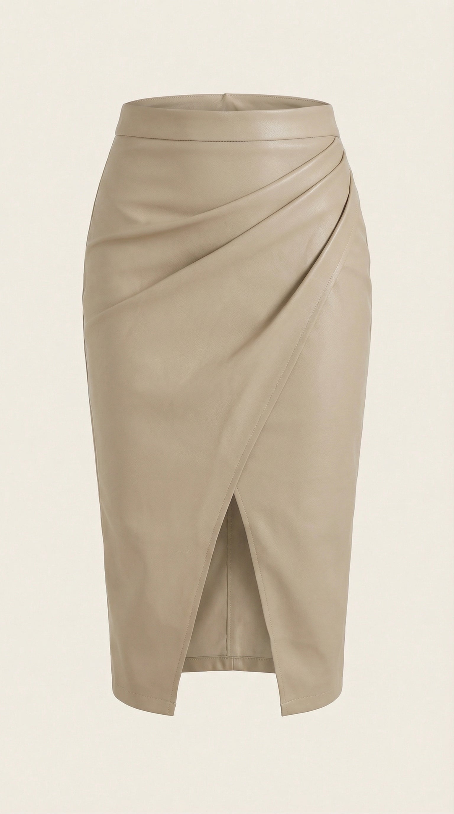 Mujer Falda midi con diseño drapeado y abertura frontal-Skirt for women-Casaluzia