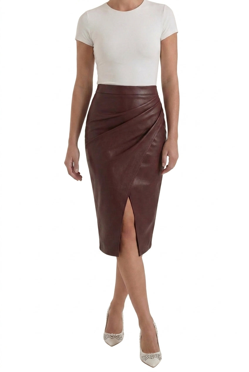 Mujer Falda midi con diseño drapeado y abertura frontal-Skirt for women-Casaluzia