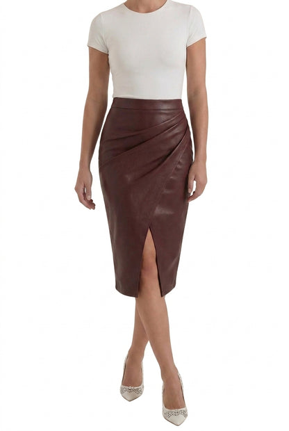 Mujer Falda midi con diseño drapeado y abertura frontal-Skirt for women-Casaluzia