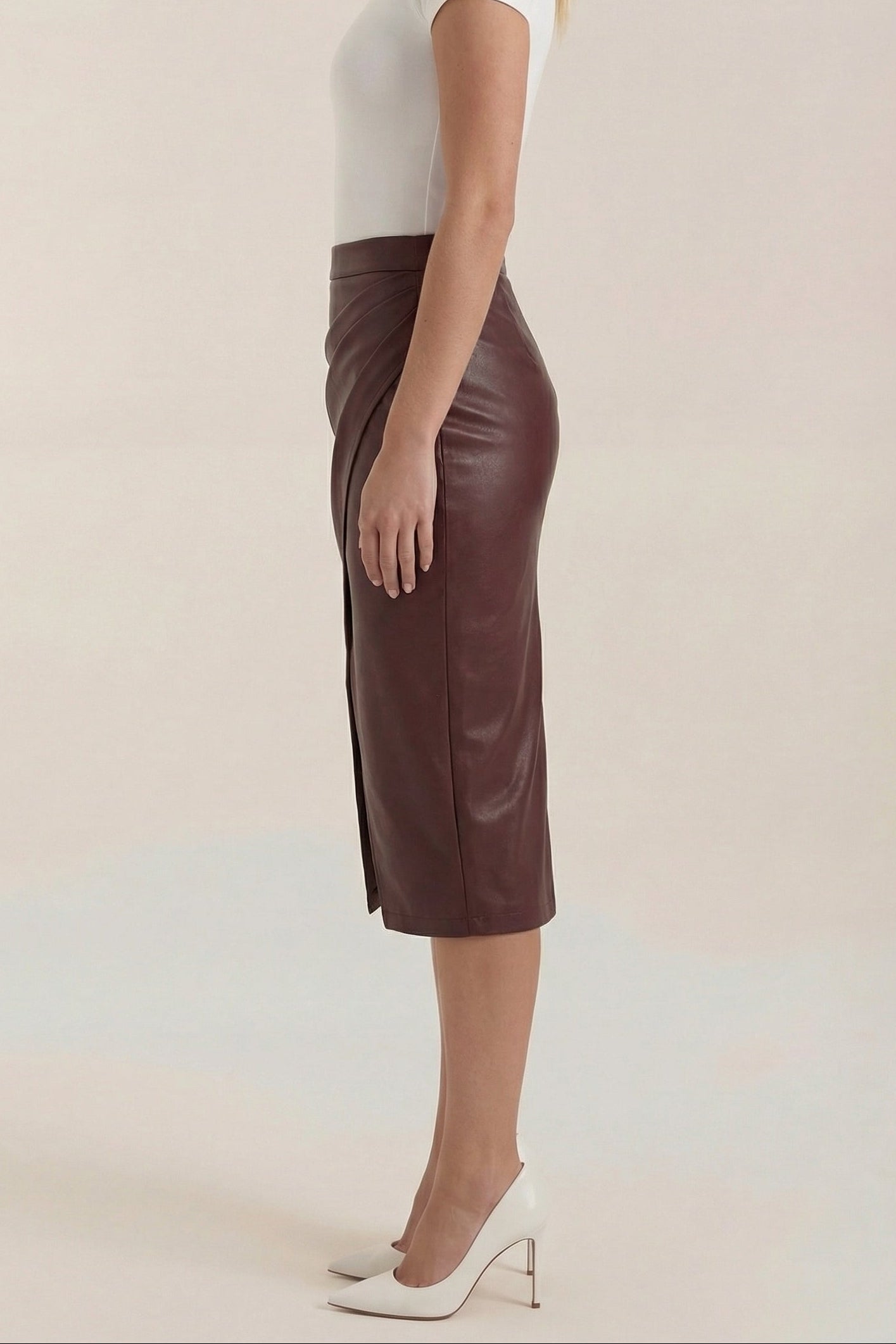Mujer Falda midi con diseño drapeado y abertura frontal-Skirt for women-Casaluzia