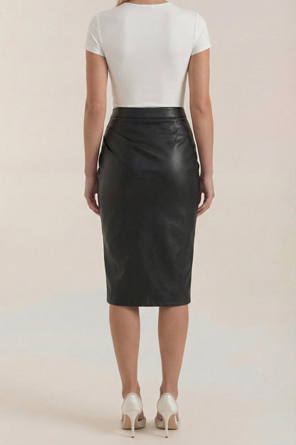 Mujer Falda midi con diseño drapeado y abertura frontal-Skirt for women-Casaluzia