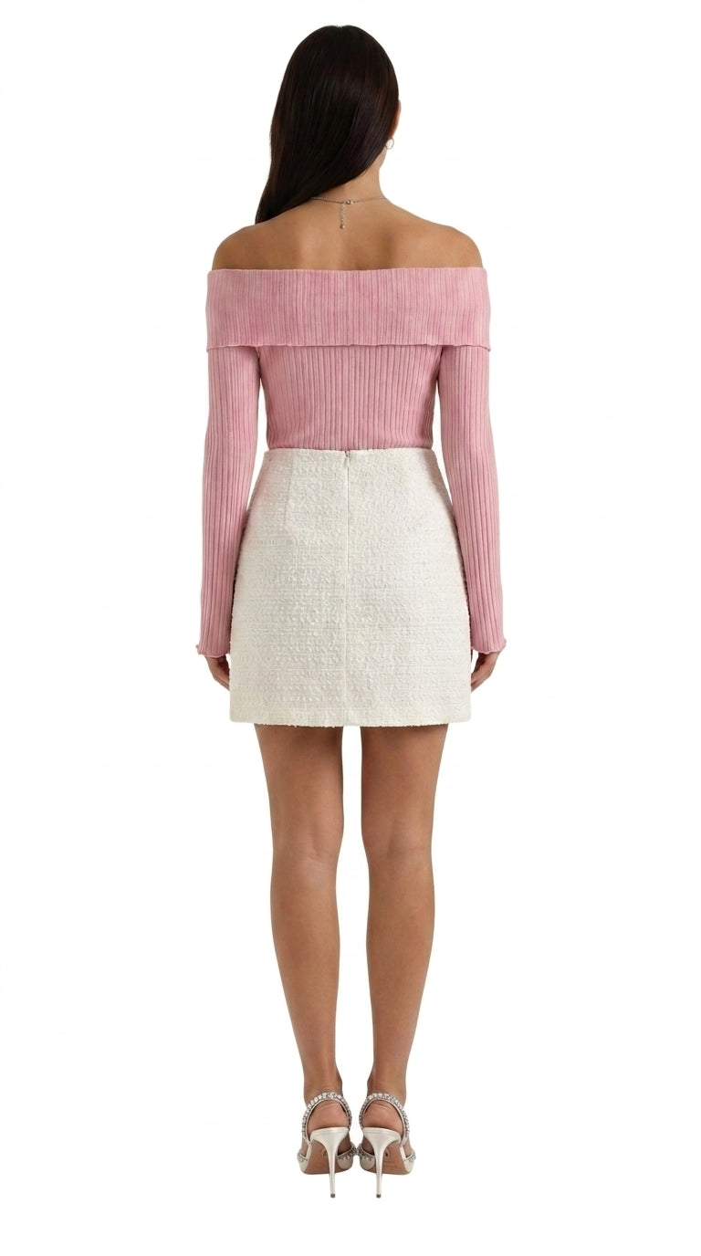 Mujer Falda mini de talle alto con textura y botones frontales-Skirt for women-Casaluzia