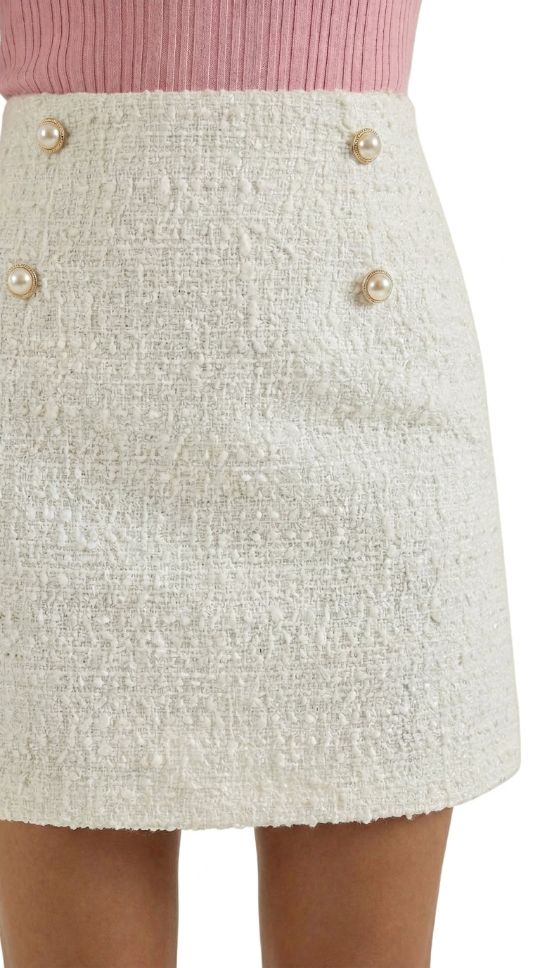 Mujer Falda mini de talle alto con textura y botones frontales-Skirt for women-Casaluzia
