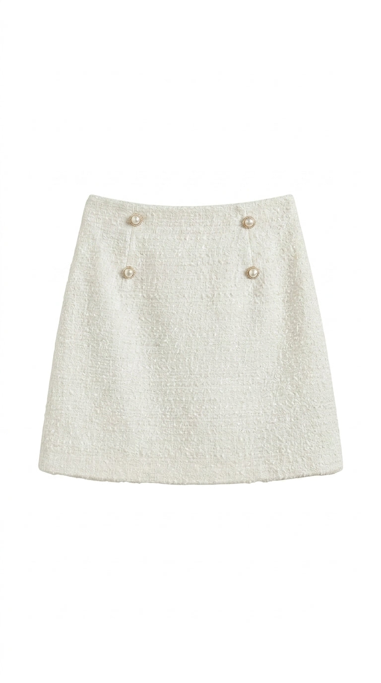 Mujer Falda mini de talle alto con textura y botones frontales-Skirt for women-Casaluzia