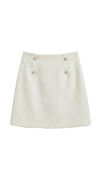 Mujer Falda mini de talle alto con textura y botones frontales-Skirt for women-Casaluzia