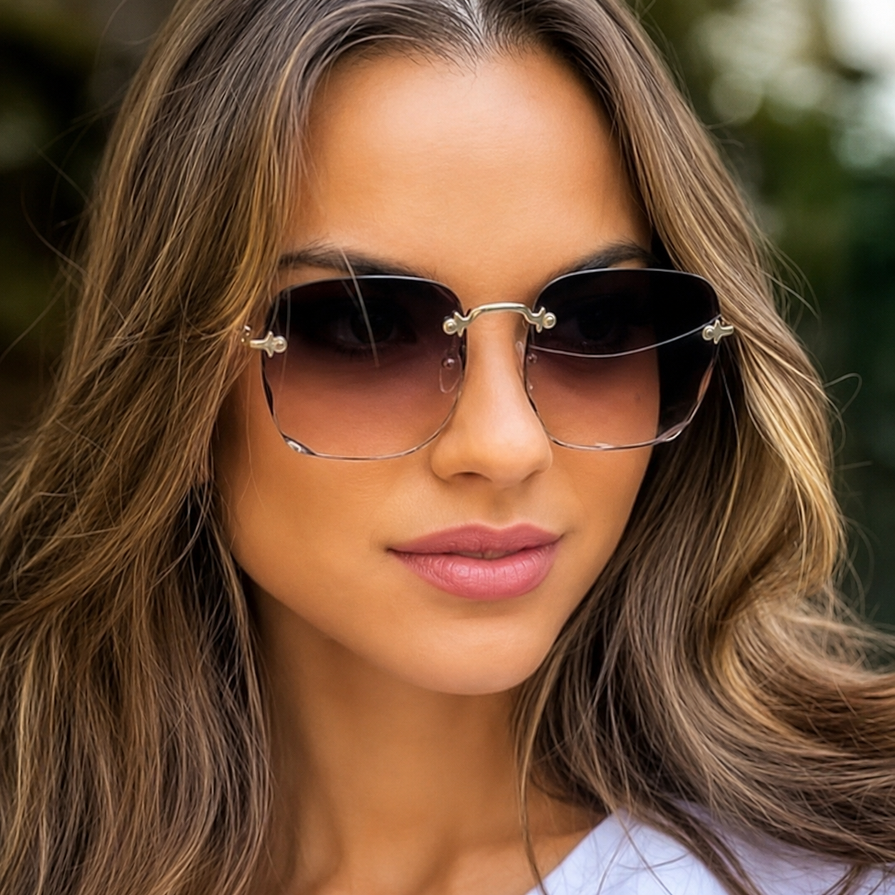 Mujer Gafas de sol rectangulares sin montura con patillas rectas-Glasses for women-Casaluzia