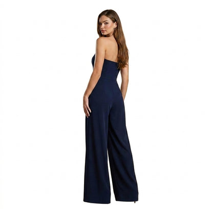 Mujer Mono sin tirantes con pernera ancha y pliegues-Jumpsuits for women-Casaluzia