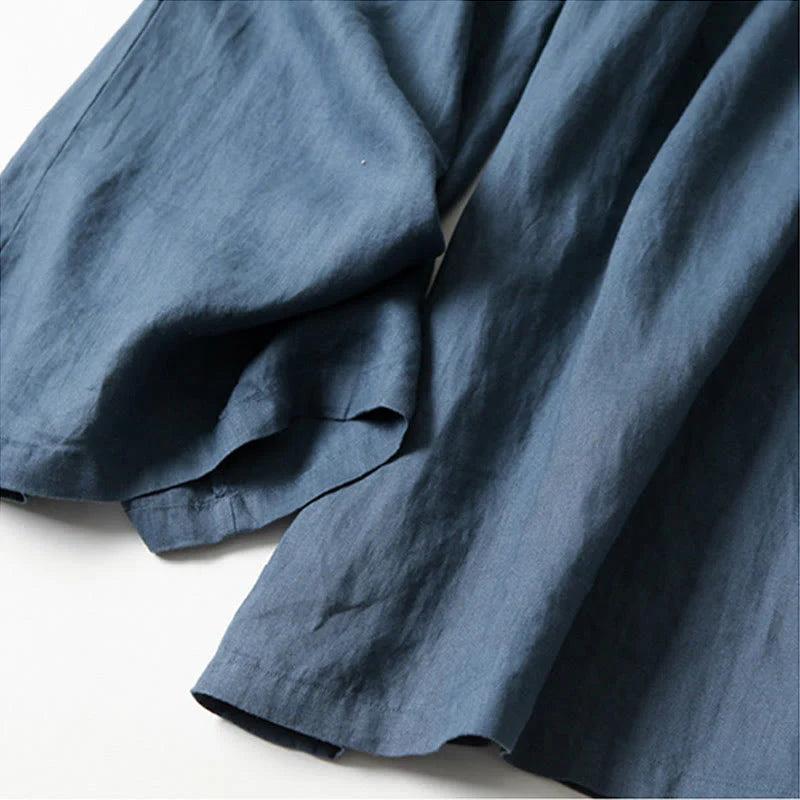 Mujer Pantalón de Pierna Ancha con Cintura Elástica y Pliegues Frontales-Pants for women-Casaluzia