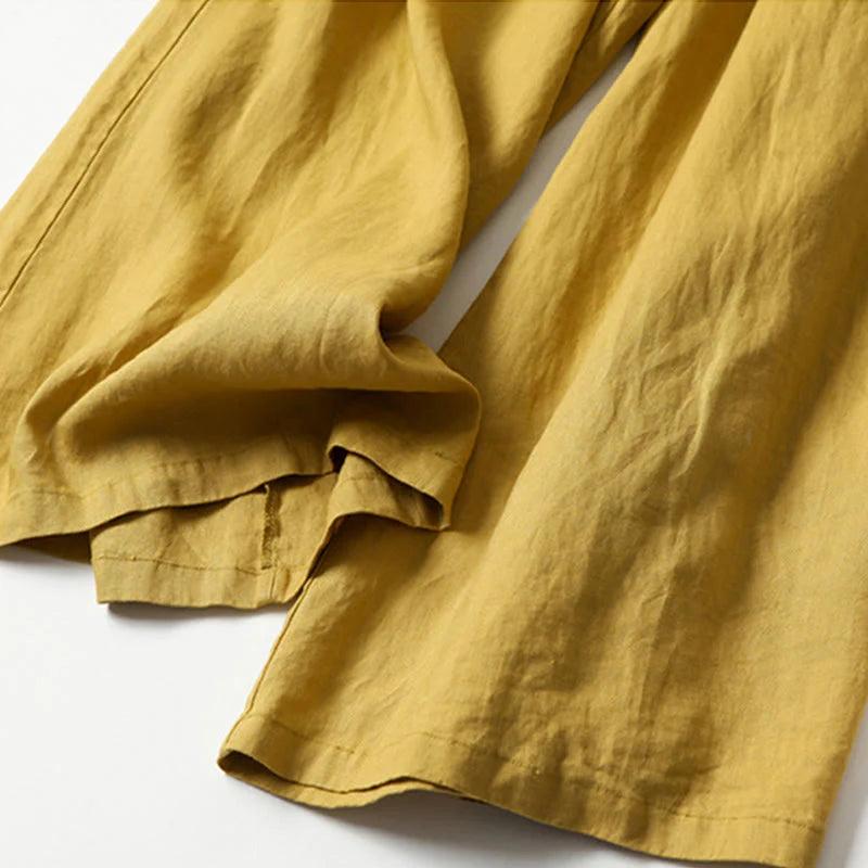 Mujer Pantalón de Pierna Ancha con Cintura Elástica y Pliegues Frontales-Pants for women-Casaluzia